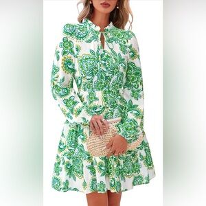 BTFBM Fall 2025 Floral Tiered Ruffle Boho Swing Flowy A-Line Dress Vacation